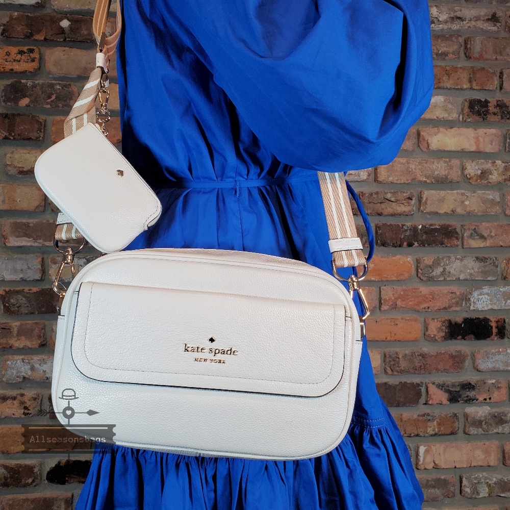 NWT AUTHENTIC Kate Spade rosie flap camera crossbody parchment white COIN PURSE